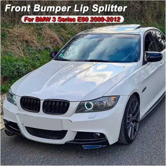 2009-2012 BMW E90 CARBON FIBER LOOK FRONT BUMPER LIP SPLITTERS SPOILER 2PCS