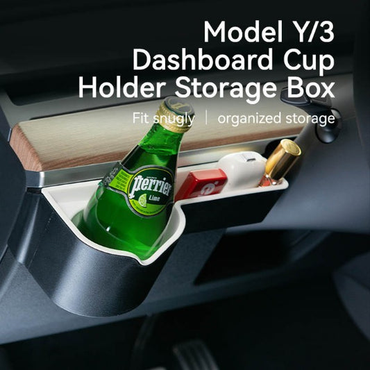 Tesla Model Y Car Dashboard Mount Water Cup Holder Storage Box Organizer