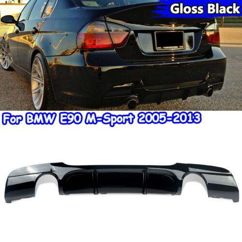 BMW E90 Rear Diffuser 325i 335i 2005-2013 M-Sport Bump Gloss Black Dual