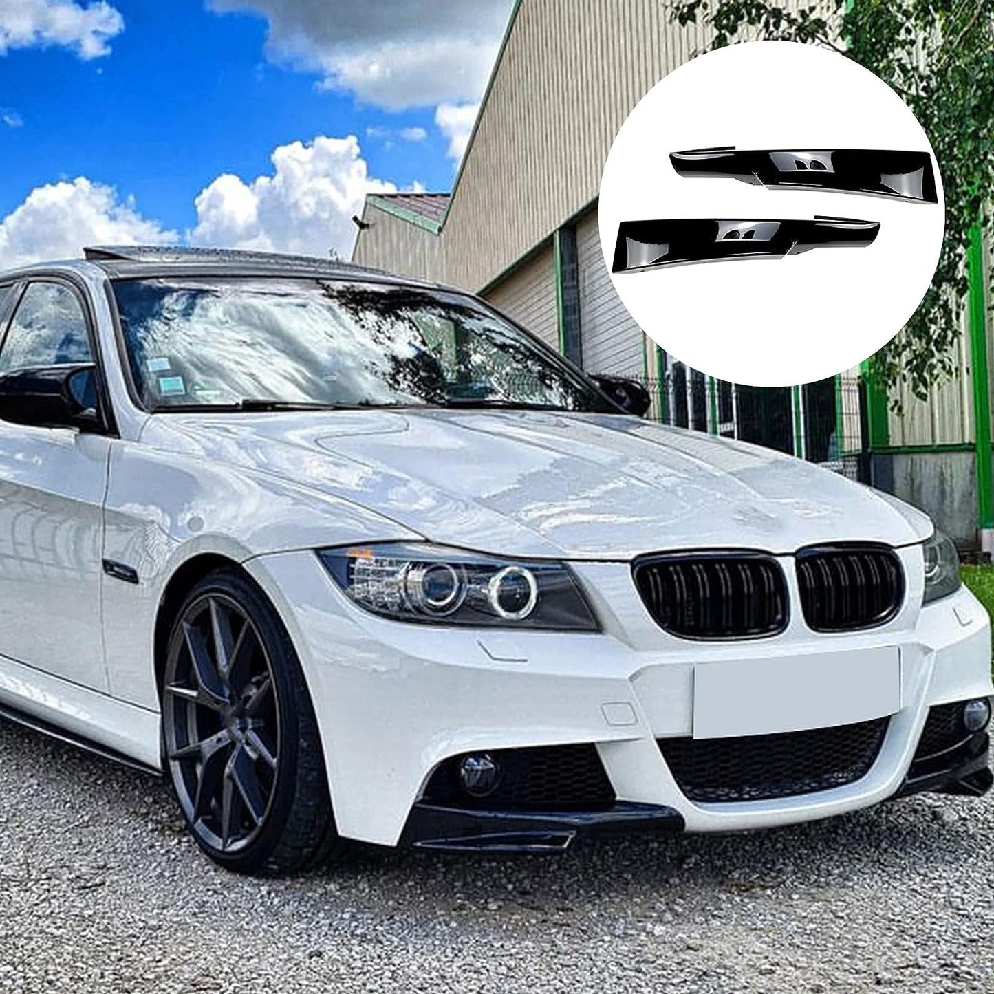 2009-2012 BMW E90 GLOSS BLACK FRONT BUMPER LIP SPLITTERS SPOILER 2PCS