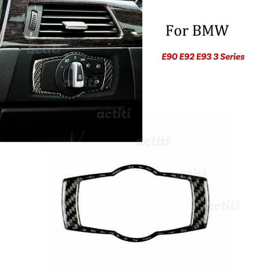 BMW 3 Series E90 E92 E93 05-12 Carbon Fiber Car Headlight Switch Frame Trim