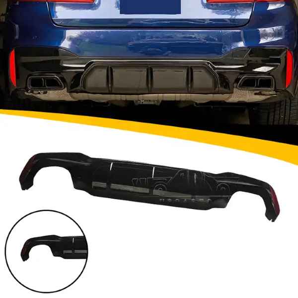 BMW G30 G38 2017-2022 Carbon Fiber Rear Diffuser Extension Lip Quad Exhaust