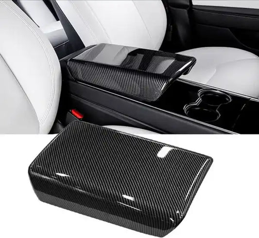 Tesla Model 3 2017-2023 Gloss Carbon Center Console Armrest Box Cover