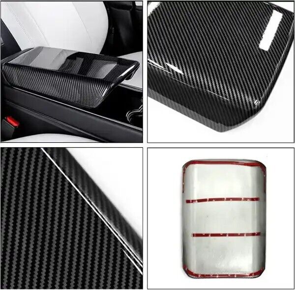 Tesla Model Y 2020-2023 Gloss Carbon Center Console Armrest Box Cover