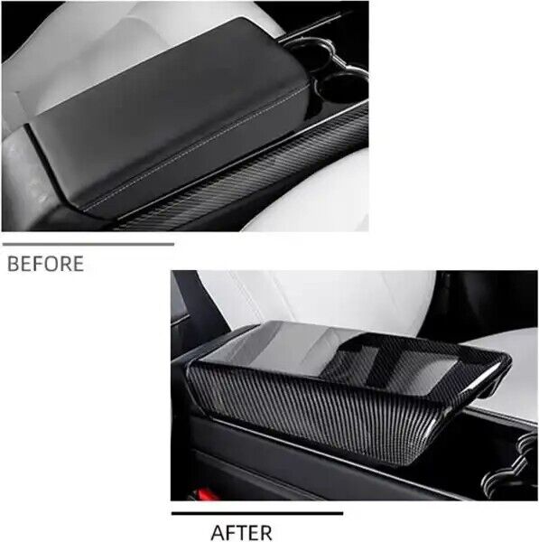 Tesla Model Y 2020-2023 Gloss Carbon Center Console Armrest Box Cover