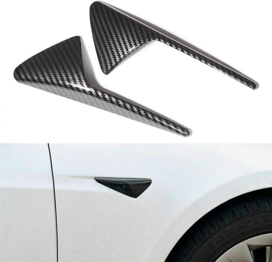 For Tesla Model Y 3 S X  Gloss Carbon Fiber Side camera protection cover 2PCS