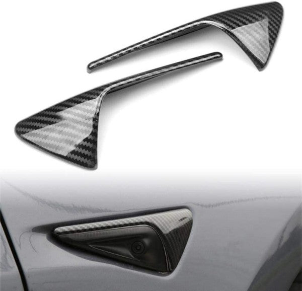 For Tesla Model Y 3 S X  Gloss Carbon Fiber Side camera protection cover 2PCS