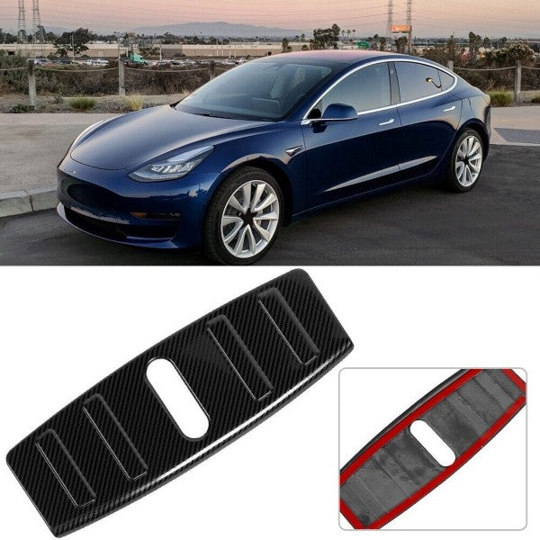 Carbon Front Hood Sill Trunk Lid Plate Guard Cover Trim For Tesla Model 3 17-23