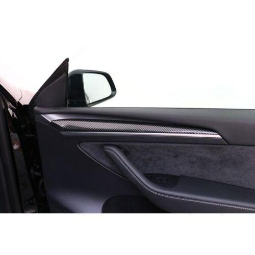 Tesla Model 3 2021-2023 Interior Door Trim cover cap Panel Molding Gloss Carbon 2 Pcs