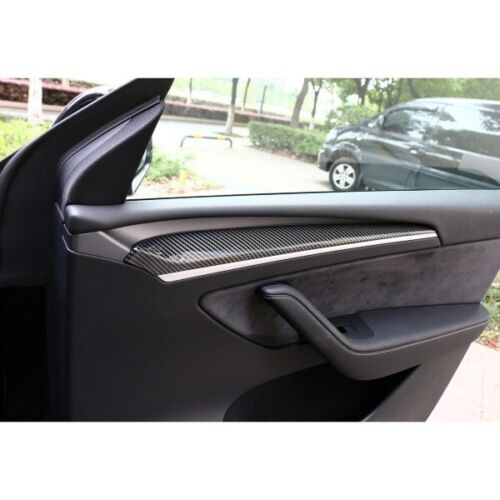 Tesla Model 3 2021-2023 Interior Door Trim cover cap Panel Molding Gloss Carbon 2 Pcs