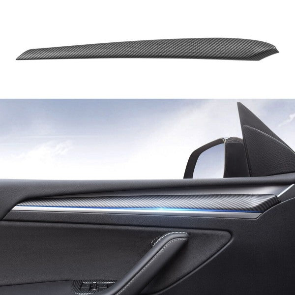 Tesla Model Y Interior Door Trim cover cap Panel Molding Matte Carbon Fiber