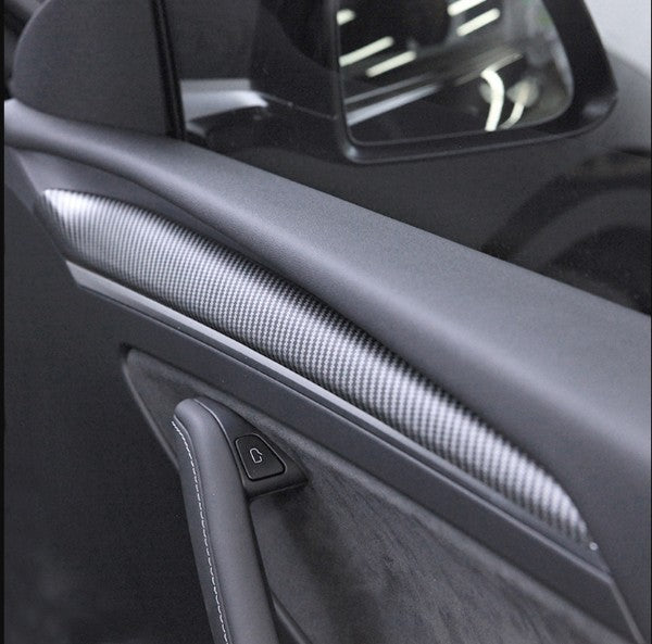 Tesla Model Y Interior Door Trim cover cap Panel Molding Matte Carbon Fiber