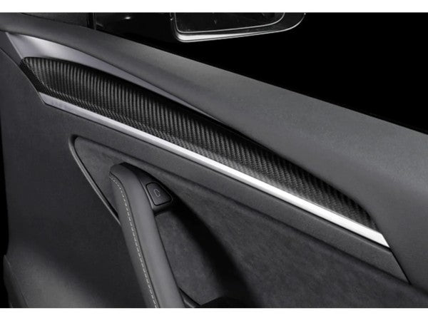 Tesla Model Y Interior Door Trim cover cap Panel Molding Matte Carbon Fiber