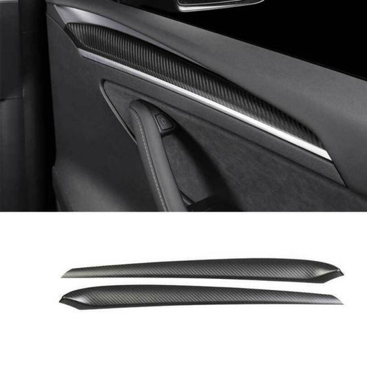 Tesla Model Y Interior Door Trim cover cap Panel Molding Matte Carbon Fiber