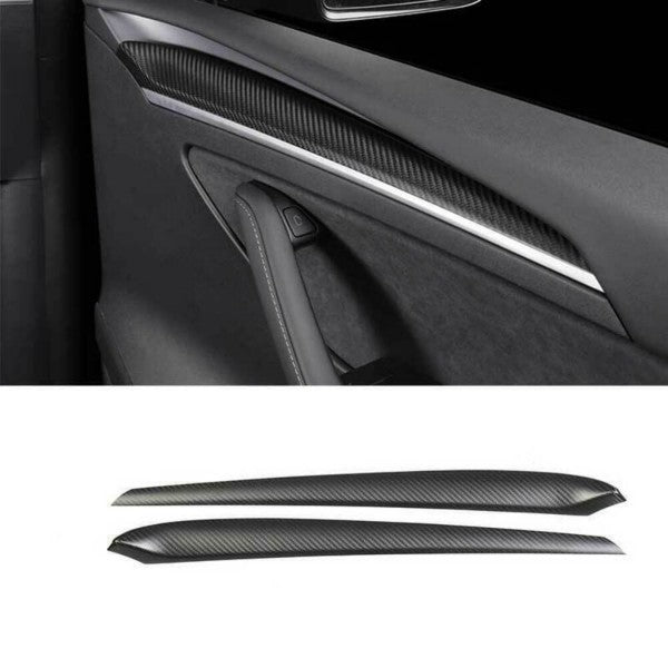 Tesla Model 3 Interior Door Trim cover cap Panel Molding Matte Carbon Look 2 Pcs