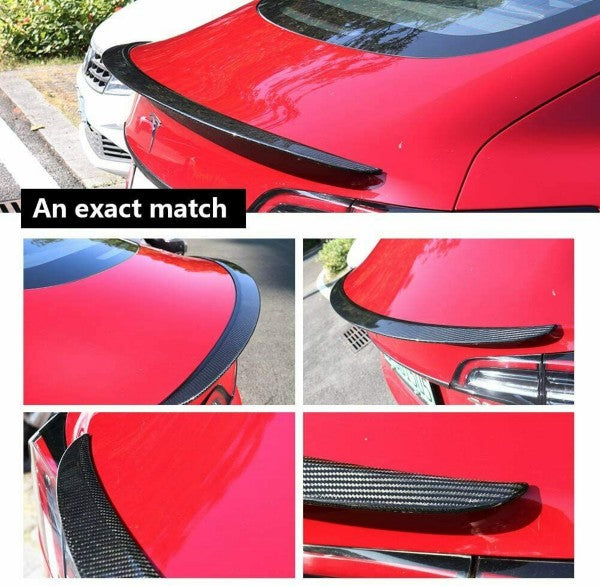 Fit Tesla Model 3 2017-2023 Rear OE Spoiler ABS Glossy Carbon lip trunk lid Wing