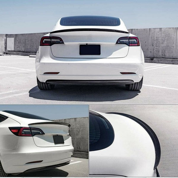 Fit Tesla Model 3 2017-2023 Rear OE Spoiler ABS Glossy Carbon lip trunk lid Wing