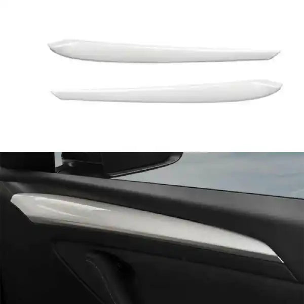 Tesla Model Y 2021-2023 2Pcs ABS Gloss Pearl White, Red Gloss Inner Front Door Panel Cover