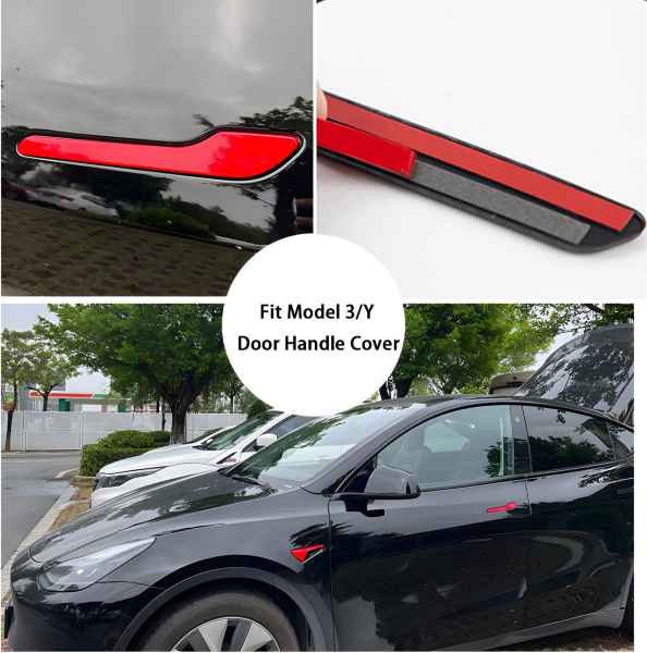 Tesla Model Y 2020-2023 Door Handle Cover Trim Red 4PC