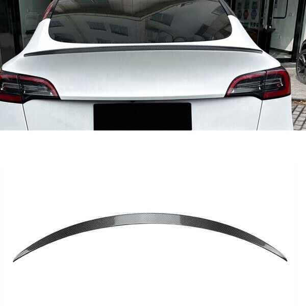 Tesla Model Y 2020 - 2023 Rear Trunk Lip Spoiler Wing (Glossy Carbon Fiber)