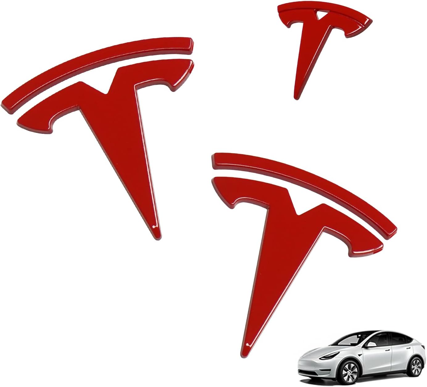 Model Y Red Front Trunk/Rear Trunk Logo Sticker Cover Emblem Badge Decals 3PCS