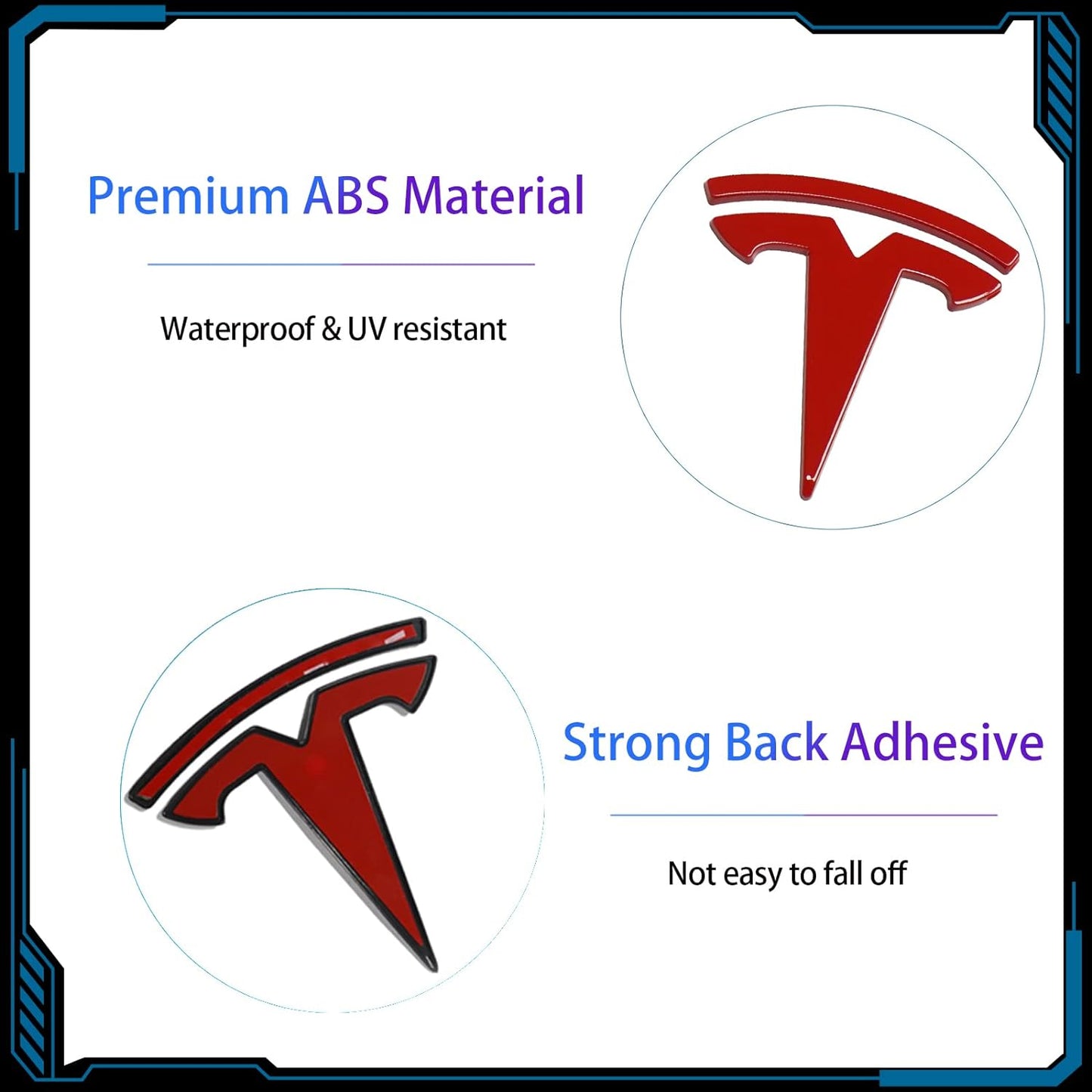 Model Y Red Front Trunk/Rear Trunk Logo Sticker Cover Emblem Badge Decals 3PCS