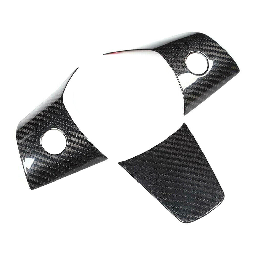 Tesla Model 3 Gloss Carbon Fiber ABS steering wheel patch Cover Trim 3PCS