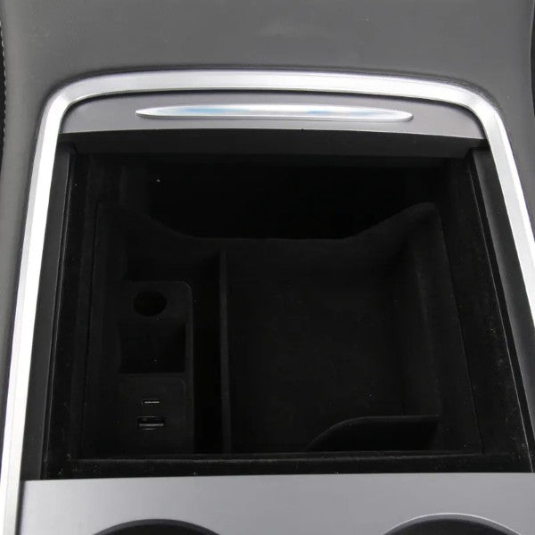 Tesla Model 3 2021-2023 Center Console Organizer Storage with Cup Holder, USB and Flocking Finish