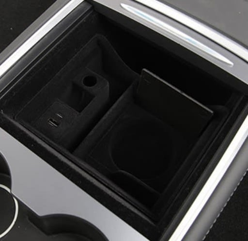 Tesla Model Y & 3  2021+ Center Console Organizer Storage with Cup Holder, USB and Flocking