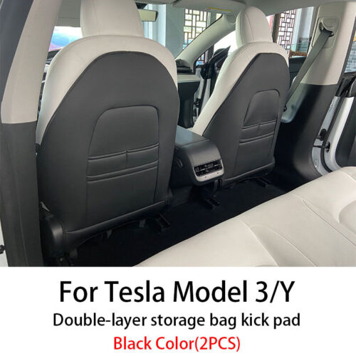 Tesla Model 3 2017-2023 Leather Car Seat Back Anti Kick Pad Seat Cushion Protector