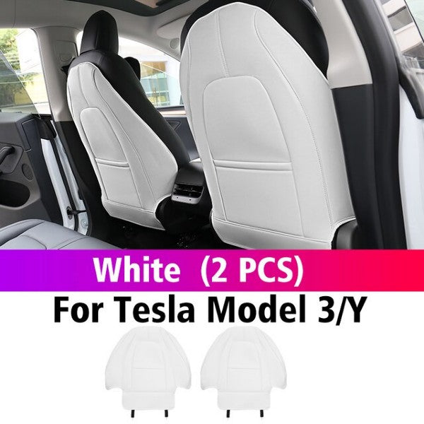 Tesla Model 3 2017-2023 Leather Car Seat Back Anti Kick Pad Seat Cushion Protector