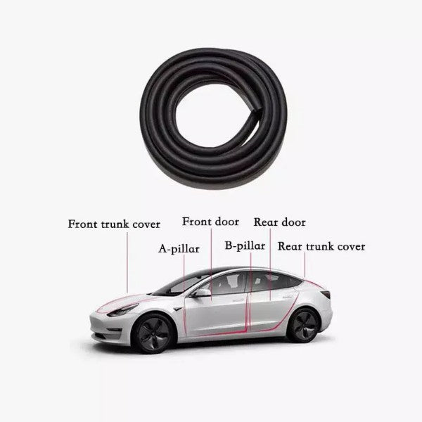 Tesla Model 3 2017-2023 Full Car Seal Door Strip Kit Soundproof Rubber Seal Strip Kit