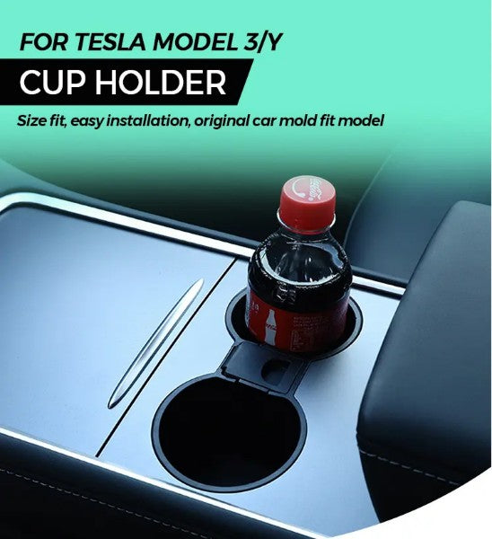 Tesla Model 3 2017-2023 Black Front Water Cup Holder Liner Insert